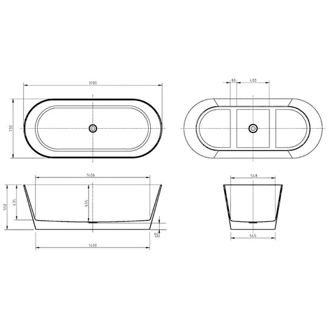 Oval Freestanding Bath 1370 / 1520 / 1700 mm - Gloss White