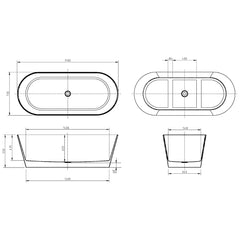 Oval Freestanding Bath 1370 / 1520 / 1700 mm - Gloss White