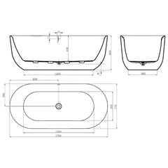 Oval Freestanding Bath with Overflow 1500 / 1700 mm - Gloss White / Matte White