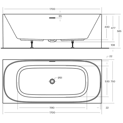 Corner Back to Wall Freestanding Bath with Overflow 1400 / 1500 / 1700mm - Gloss White