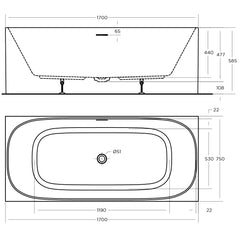 Corner Back to Wall Freestanding Bath with Overflow 1400 / 1500 / 1700mm