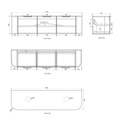 BV63WH Curved Fluted Matte White Wall Hung Vanity - 600 / 750 / 900 / 1200 / 1500 / 1800mm