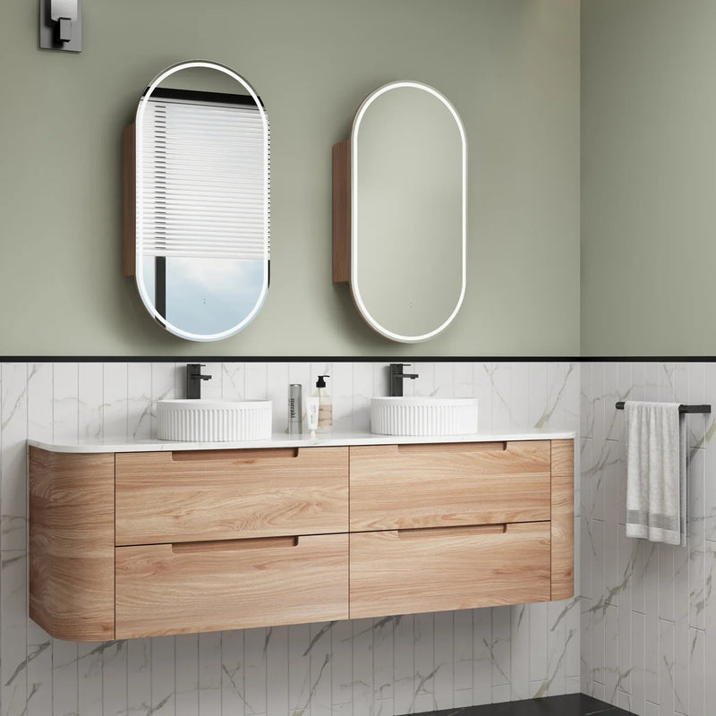BV58WH Timber Curved Wall Hung Vanity - 750 / 900 / 1200 / 1500 / 1800mm