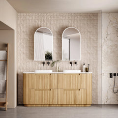 BV35 Fluted Natural Oak Curve Freestanding Vanity - 750 / 900 / 1200 / 1500 / 1800mm