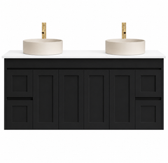 BV39WH Matte Black Shaker Wall Hung Vanity - 600 / 750 / 900 / 1200 / 1500 / 1800mm