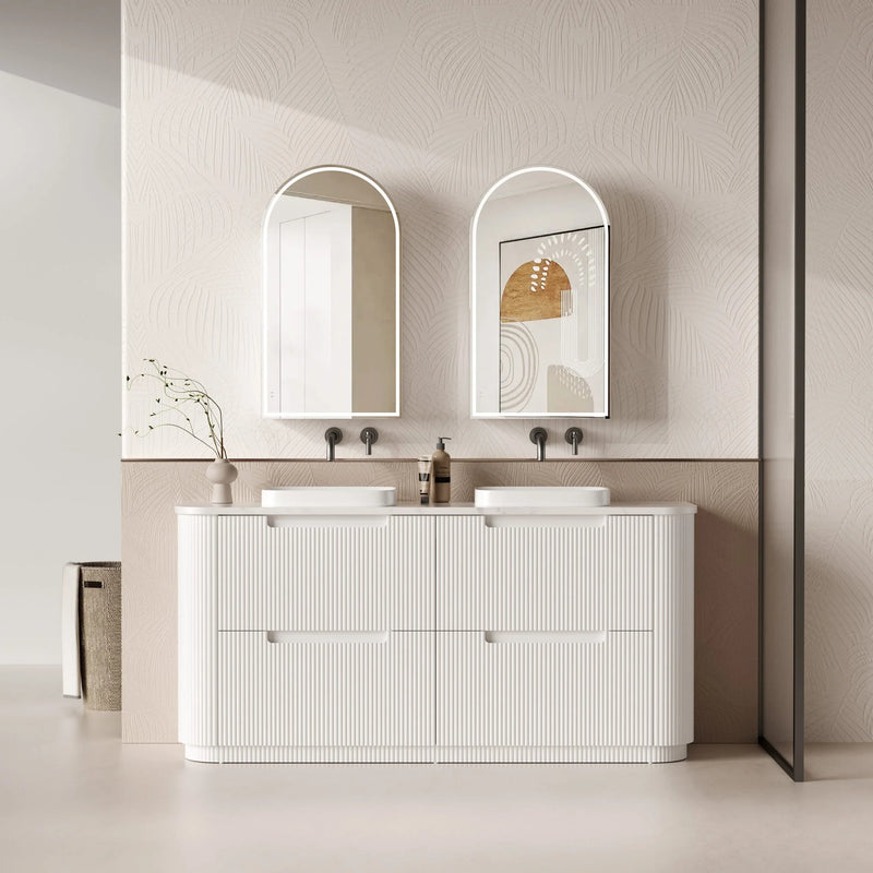 BV46 Fluted Matte White Curve Freestanding Vanity - 750 / 900 / 1200 / 1500 / 1800mm
