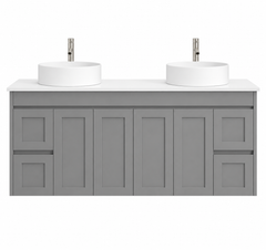 BV56WH (460mm Depth) Matte Grey Shaker Wall Hung Vanity - 600 / 750 / 900 / 1200 / 1500 / 1800mm