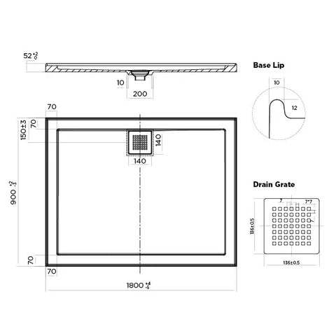 Eco Low Profile Polymarble Shower Base - Various Sizes