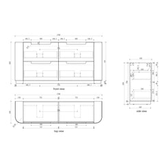 BV46 Fluted Matte White Curve Freestanding Vanity - 750 / 900 / 1200 / 1500 / 1800mm
