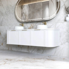 BV57WH Matte White Shaker Curved Wall Hung Vanity - 600 / 750 / 900 / 1200 / 1500 / 1800mm