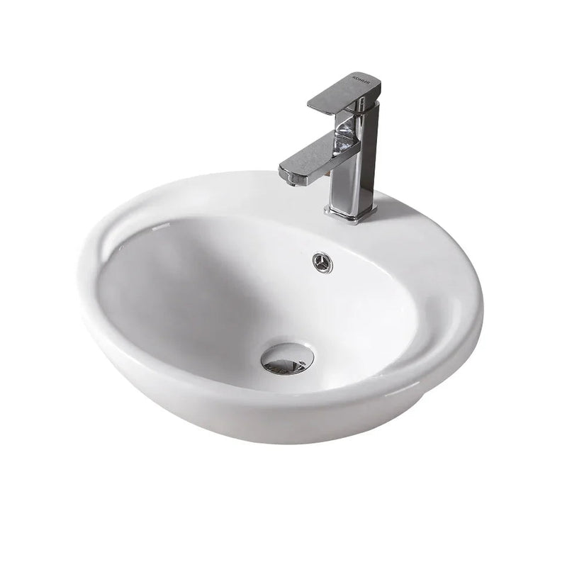 Revive Gloss White Oval Semi Recess Ceramic Basin 500x430mm