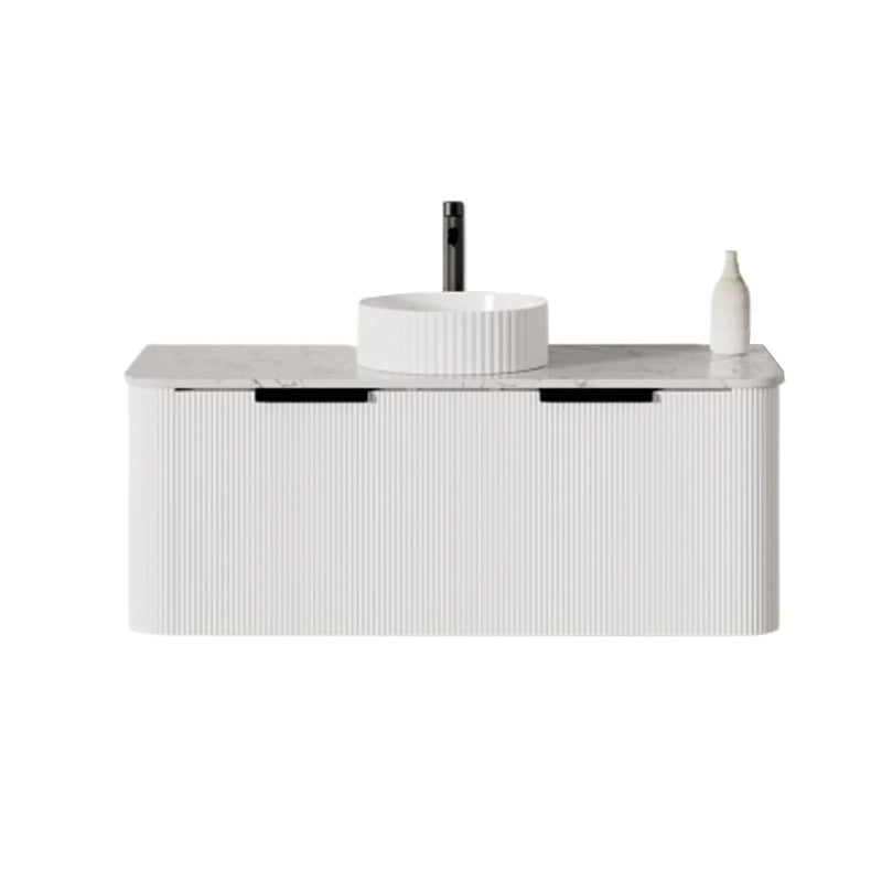 ET Curve Fluted Wall Hung Vanity with Stone Top - 1200x510mm (Display Clearance)