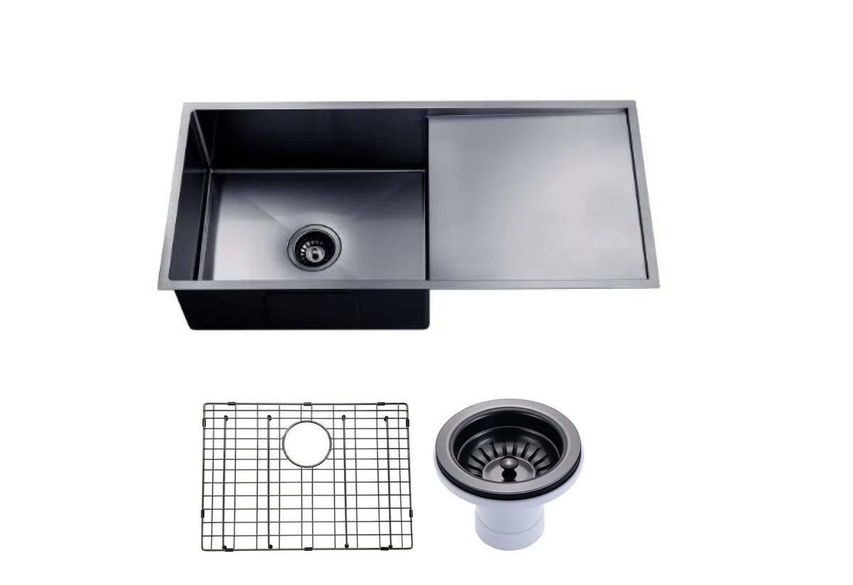 Single Bowl with Drainer Topmount/Undermount Kitchen Sink 960x450mm - Various Colours