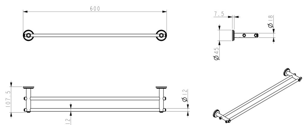 Heritage Style Double Towel Rail