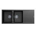 Granite Black Double Bowls with Drainer Topmount Kitchen Sink 1160x500mm - Various Colours