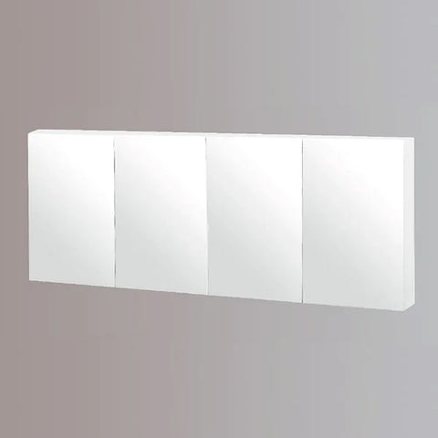 Mirror Cabinet Pencil Edge 1500mm - White / Woodgrain Finish