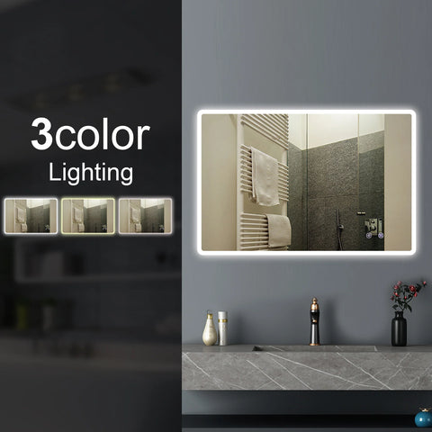 Rectangle Frameless Front Lit LED Bathroom Mirror Touch-on Switch - Various Sizes