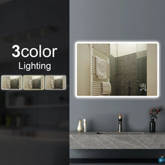 Rectangle Frameless Front Lit LED Bathroom Mirror Touch-on Switch - Various Sizes