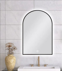 Arch Shape Framed LED Mirror with Demister 600x900mm - Various Colours Frame
