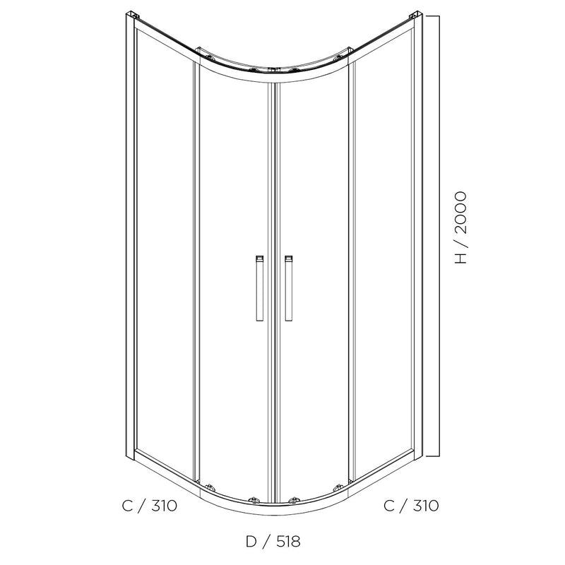 SS23 Corner Sliding Shower Screen 875x875mm /  970x970mm - Chrome