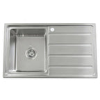 Single Bowl with Drainer Topmount Kitchen Sink 860x500mm - Stainless Steel (Stock Clearance)