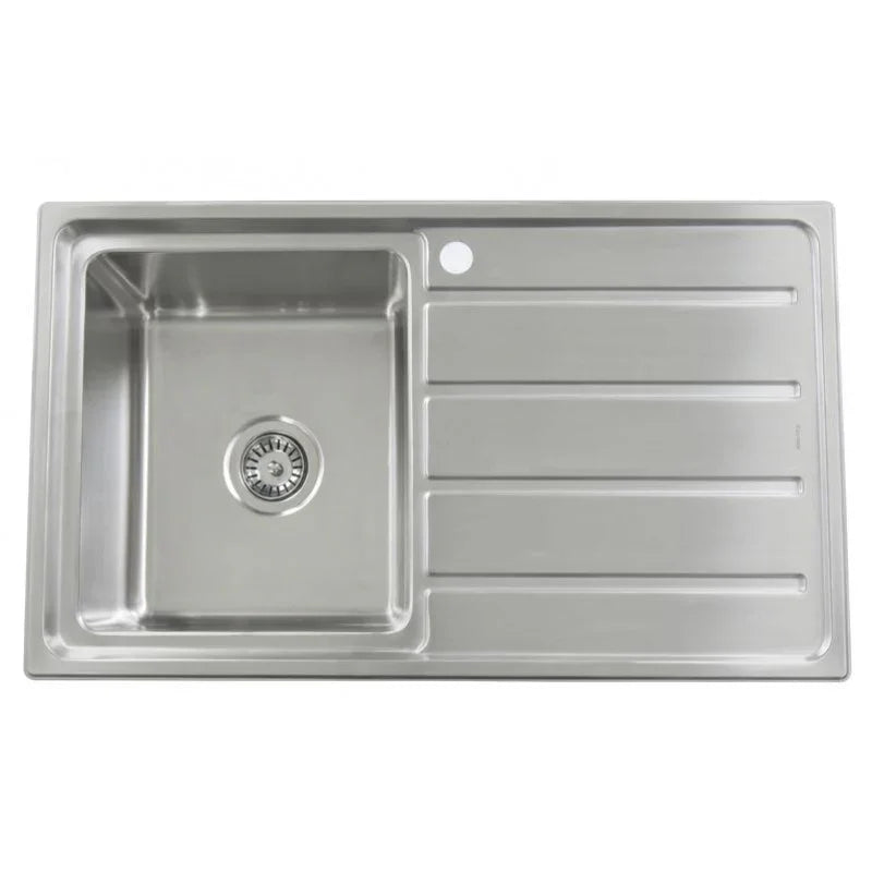 Single Bowl with Drainer Topmount Kitchen Sink 860x500mm - Stainless Steel (Stock Clearance)