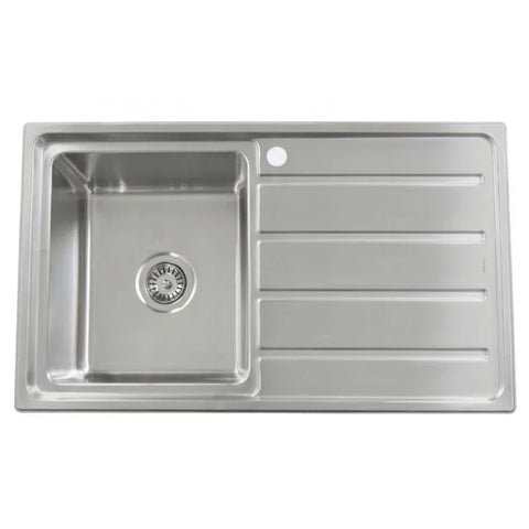 Single Bowl with Drainer Topmount Kitchen Sink 860x500mm - Stainless Steel (Stock Clearance)