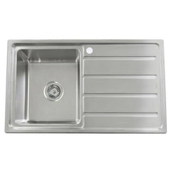 Single Bowl with Drainer Topmount Kitchen Sink 860x500mm - Stainless Steel