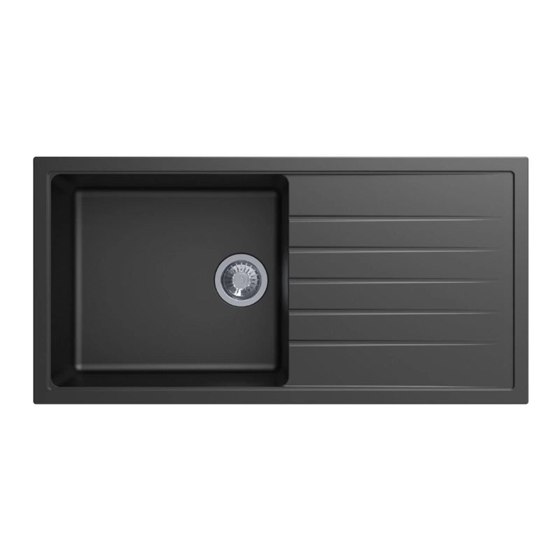 Granite Black Single Bowl Kitchen Sink With Drainer 1000x500mm