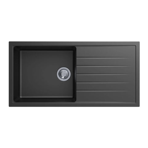 Granite Black Single Bowl Kitchen Sink With Drainer 1000x500mm