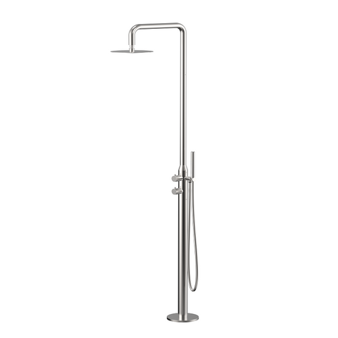 Builder Range Outdoor Freestanding Shower Column - Brushed Nickel