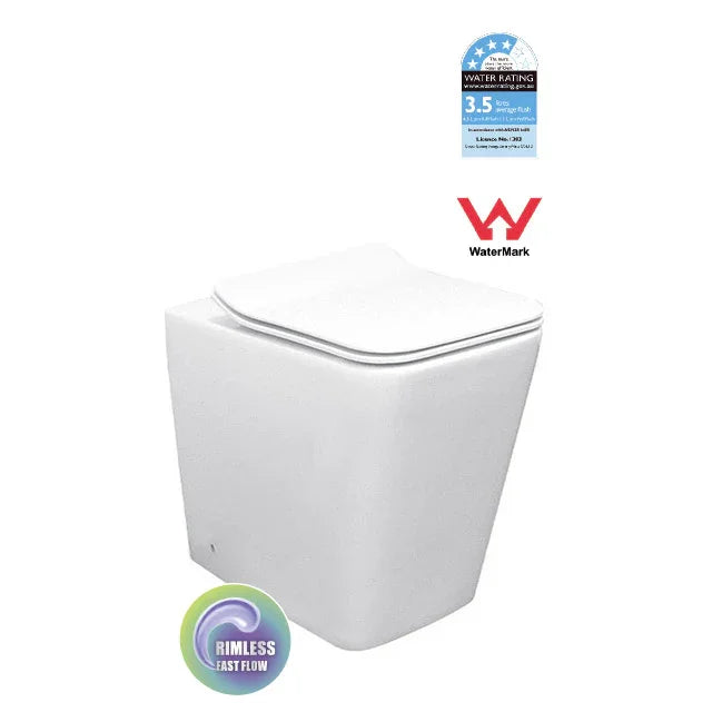 Raised Height Rimless Flush Floor Mount Pan with Soft Close Seat - White (4 Star)