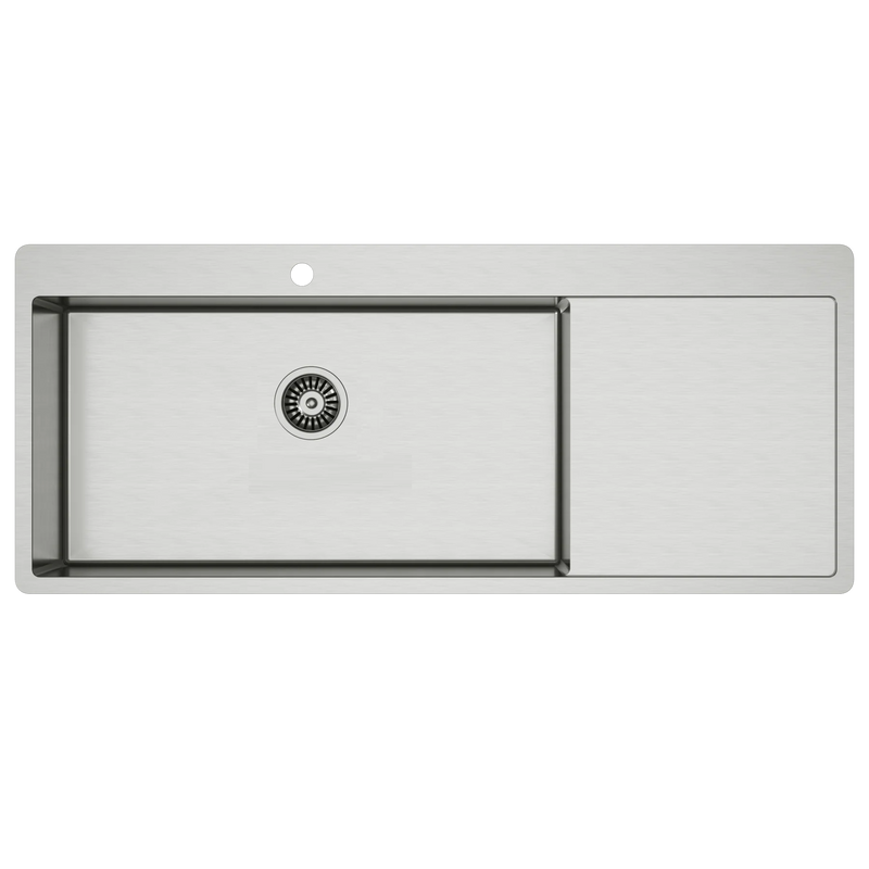 Mega 1200x500x250mm Single Bowl with Drainer Topmount Tap Landing Kitchen Sink