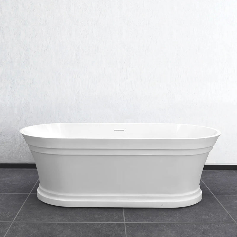 Hampton Style Oval Freestanding Bath with Overflow 1500 / 1700 mm - Gloss White