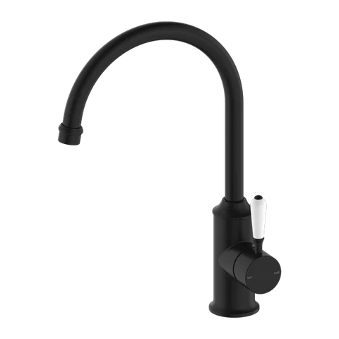 York Kitchen / Laundry Sink Mixer Goosneck Spout With Metal / Porcelain Lever - Various Colours