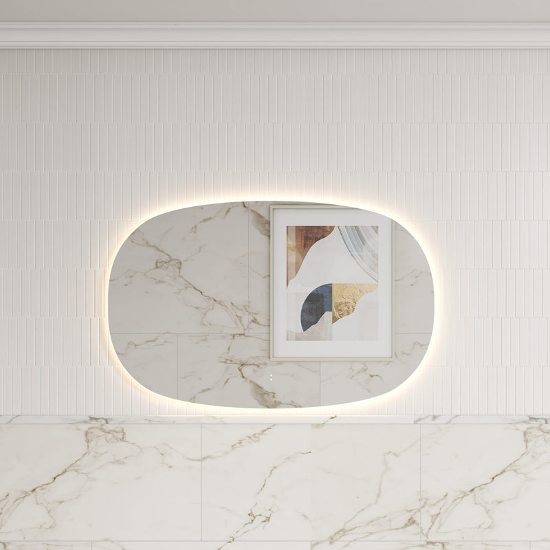 Oval Shape LED Mirror Touchless switch with Demister 1100x700mm - Frameless / with Frame