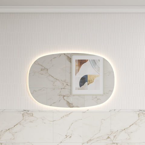 Oval Shape LED Mirror Touchless switch with Demister 1400x900mm - Frameless / with Frame