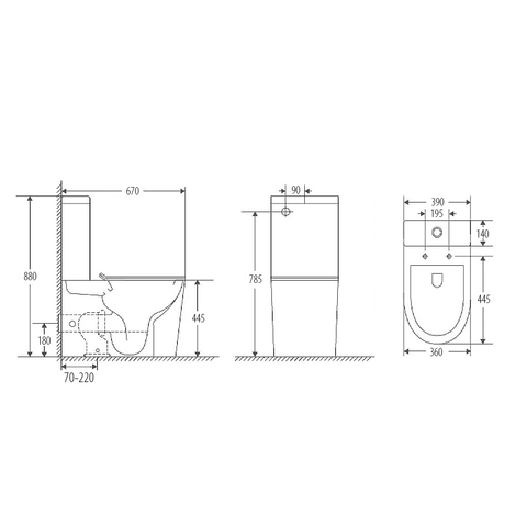 Raised Height Back To Wall Tornado Rimless Flush Toilet Suite with Soft Close Seat - White (4 Star)