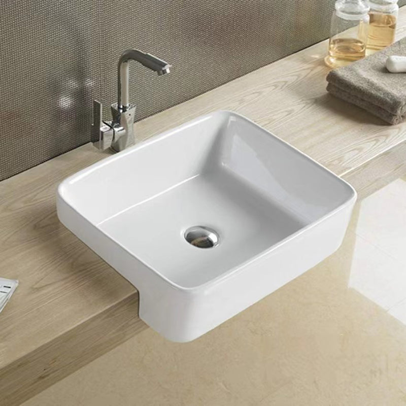 Elara Gloss White Rectangular Semi Recess Ceramic Basin 480x430mm