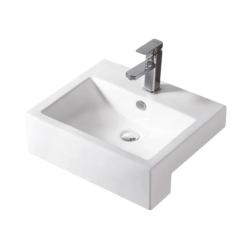 Flare Gloss White Rectangular Semi Recess Ceramic Basin 540x440mm