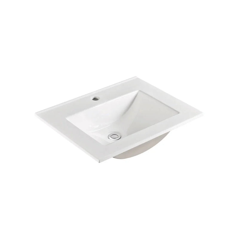 Slim - Gloss White Rectangular Bowl Slimline 365mm Depth Vanity Top - Various Sizes