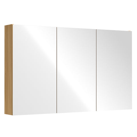 Mirror Cabinet Pencil Edge 1500mm - White / Woodgrain Finish