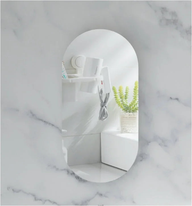 Pill Shape Mirror Cabinet Pencil Edge 450x900mm - Matte White / Matte Black / Woodgrain