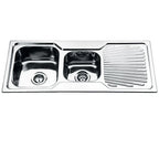 Double Bowls with Drainer Topmount Kitchen Sink 1080x480x170mm - Stainless Steel
