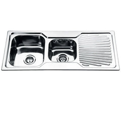 Double Bowls with Drainer Topmount Kitchen Sink 1080x480x170mm - Stainless Steel