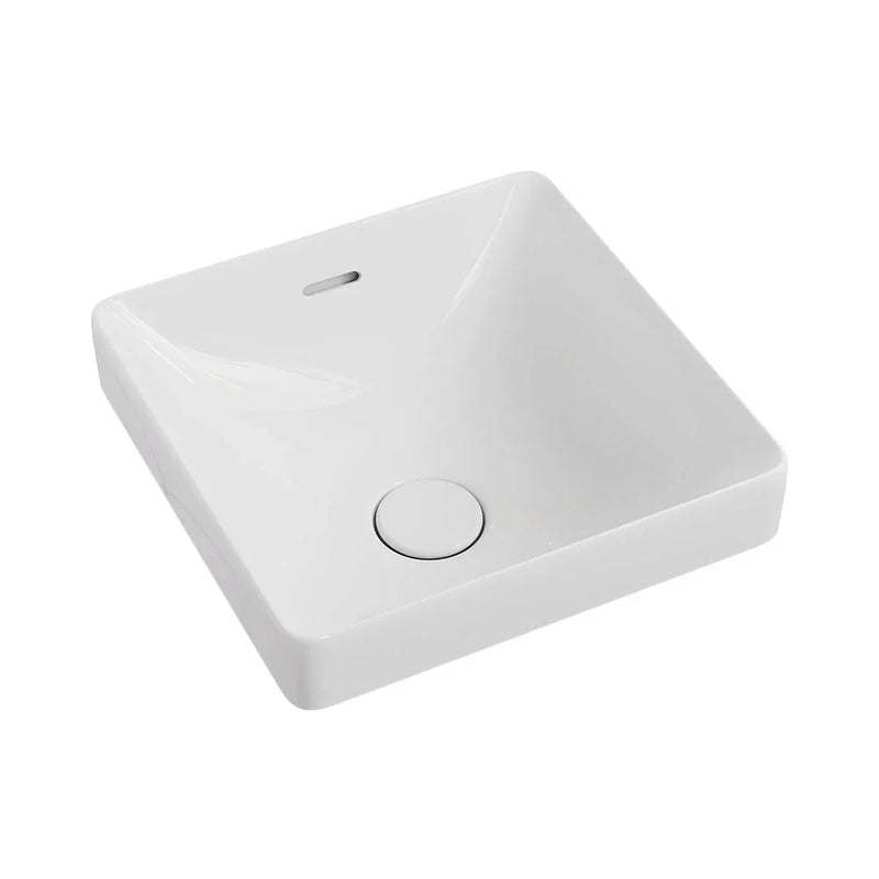 Tranquil Square Semi-Inset Ceramic Basin with Overflow 345x345mm - Various Colours