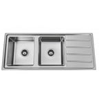 Double Bowls with Drainer Topmount Kitchen Sink 1200x500mm - Stainless Steel