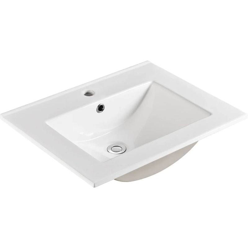 Standard - Gloss White Rectangular Bowl 465mm Depth Ceramic Vanity Top - Various Sizes