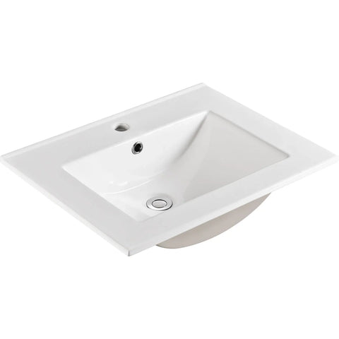Standard - Gloss White Rectangular Bowl 465mm Depth Ceramic Vanity Top - Various Sizes