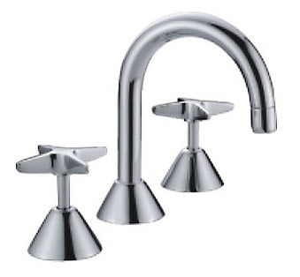 Cross Handle Basin Set - Chrome